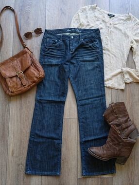 American Eagle Blue Jeans Womens 14 Regular Stretch Denim Bootcut Medium Wash